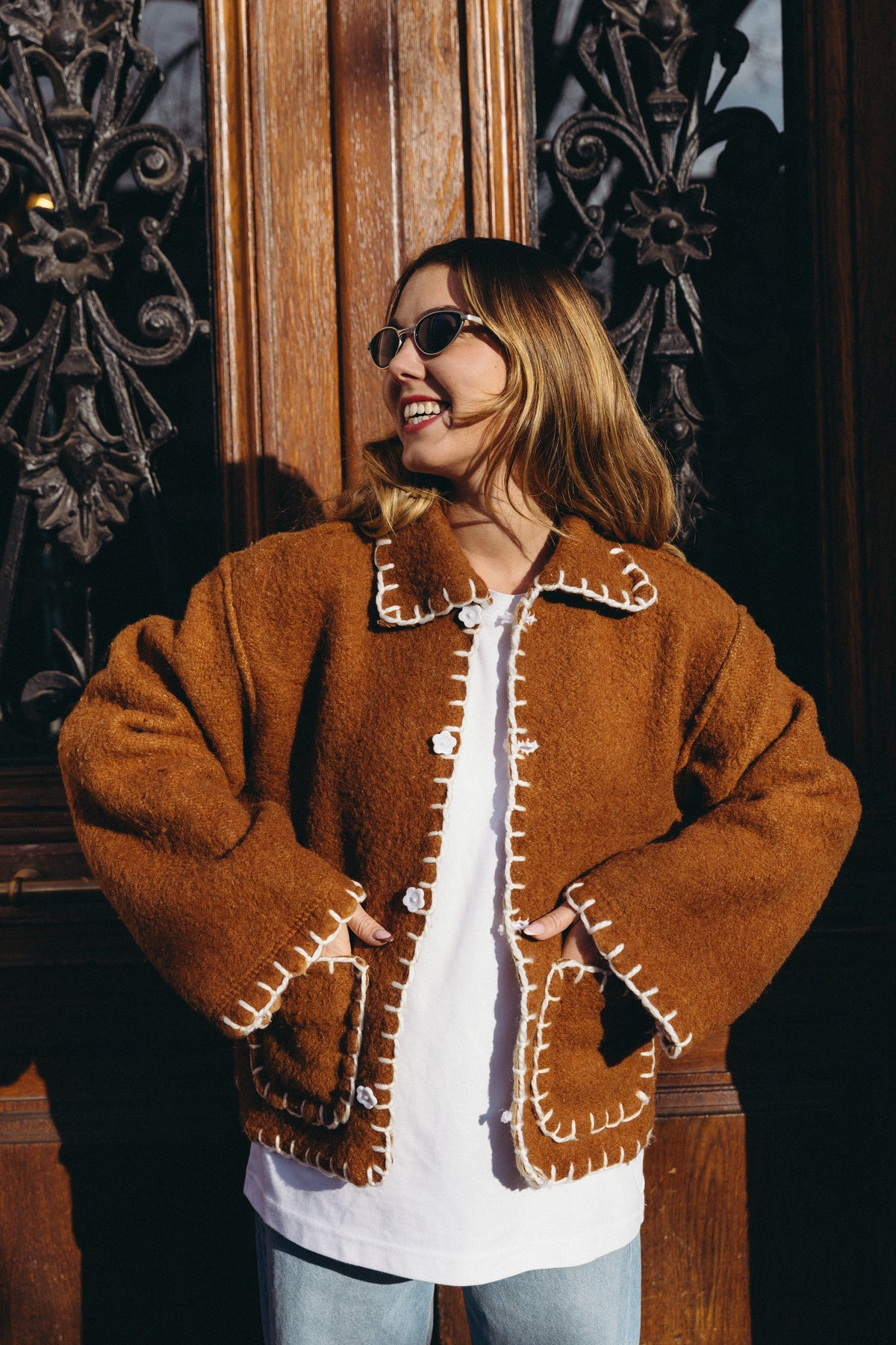 Veste en laine marron