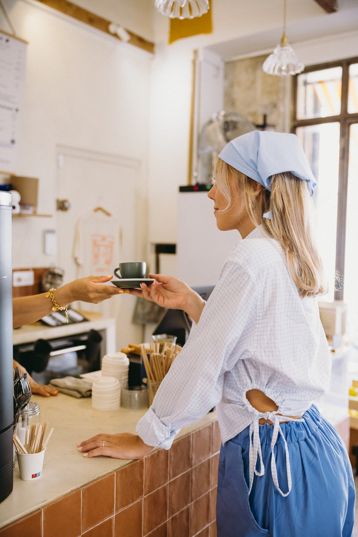 Chemise Lou à carreaux blanc et bleu