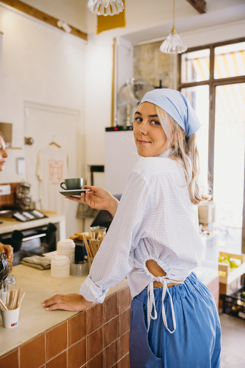 Chemise Lou à carreaux blanc et bleu