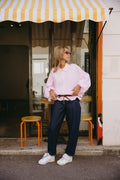 Jean barrel en denim foncé