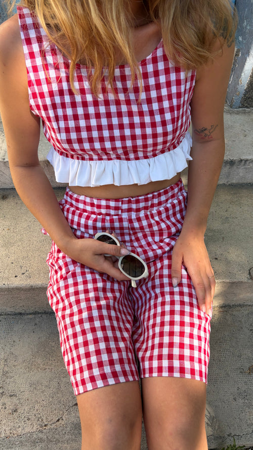 Brassière Ludmila à carreaux vichy rouge