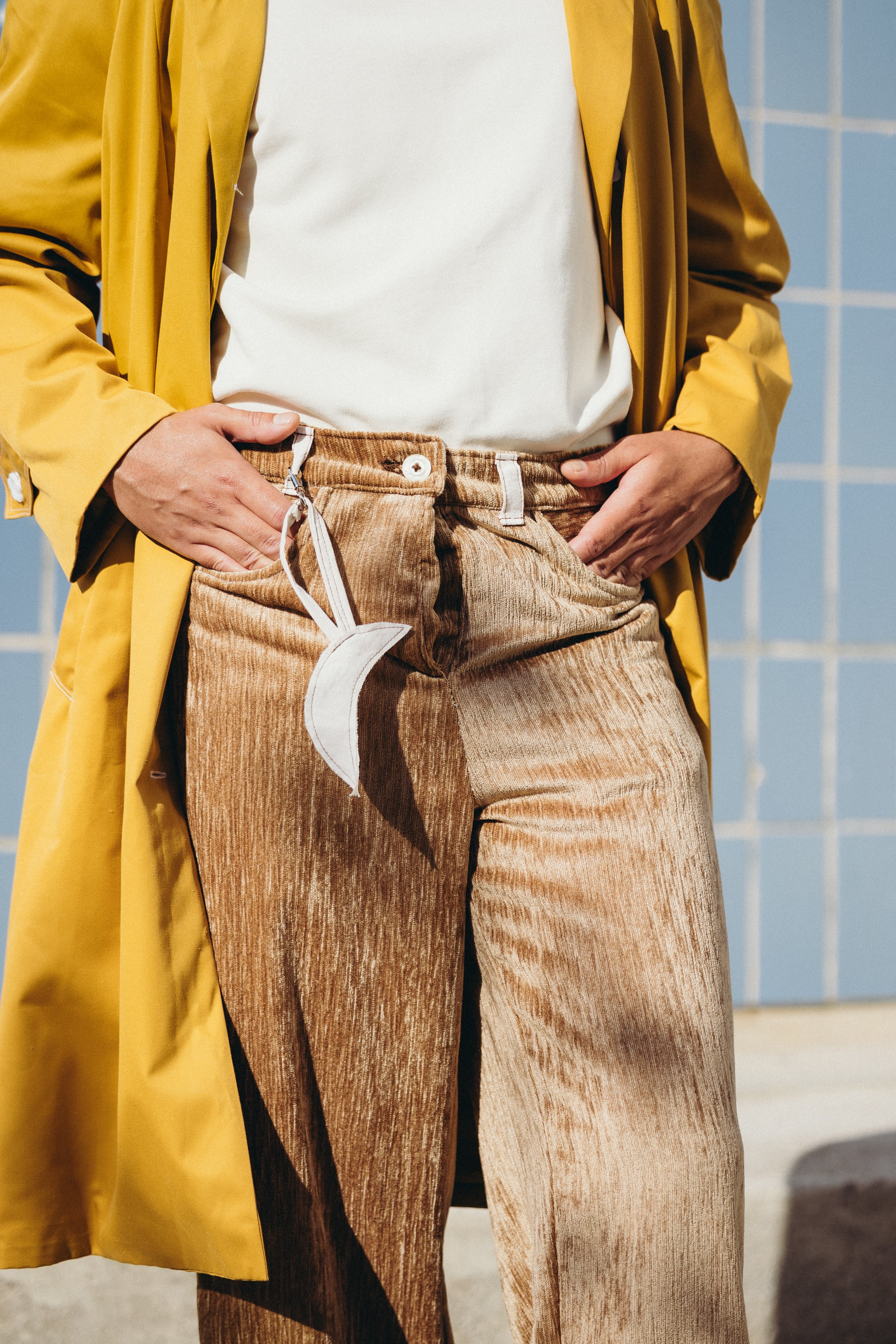 Pantalon droit effet velours