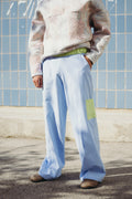 Blue wide-leg cargo pants
