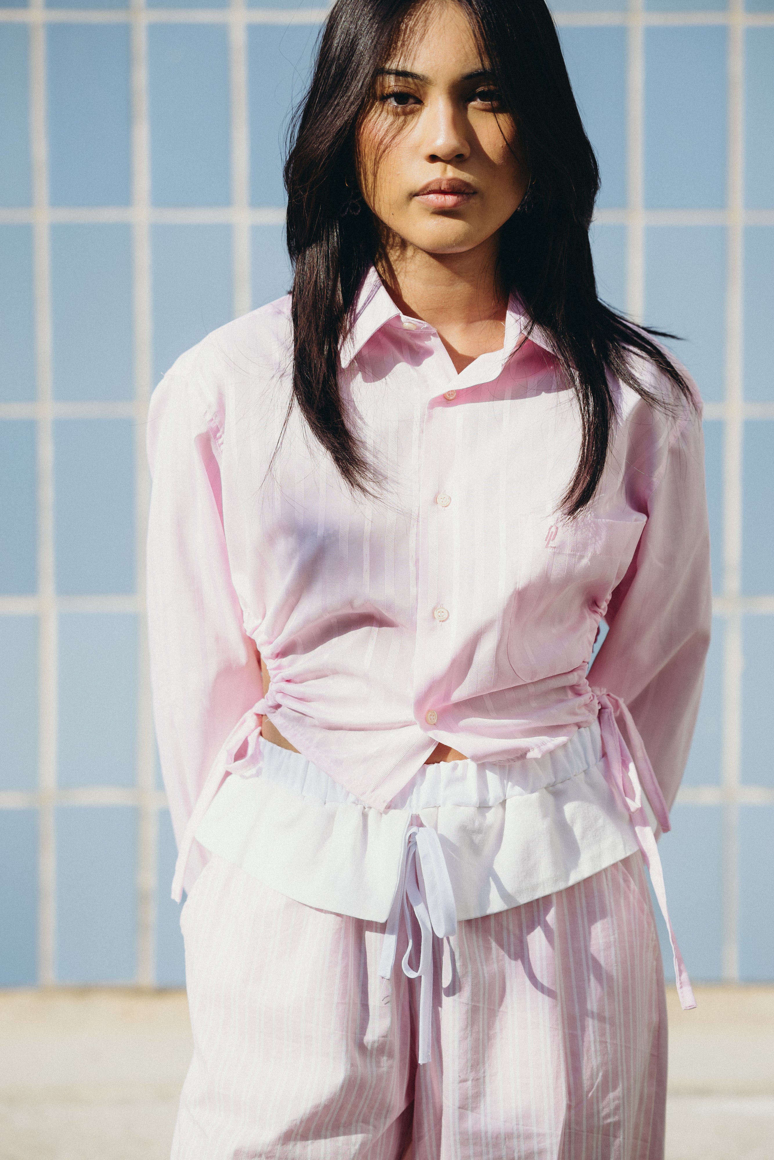Chemise upcyclée Lou rose