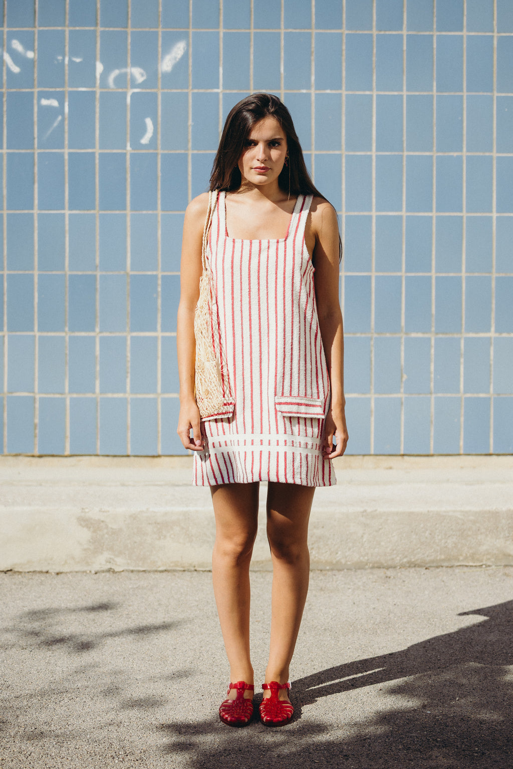 Striped terrycloth dress