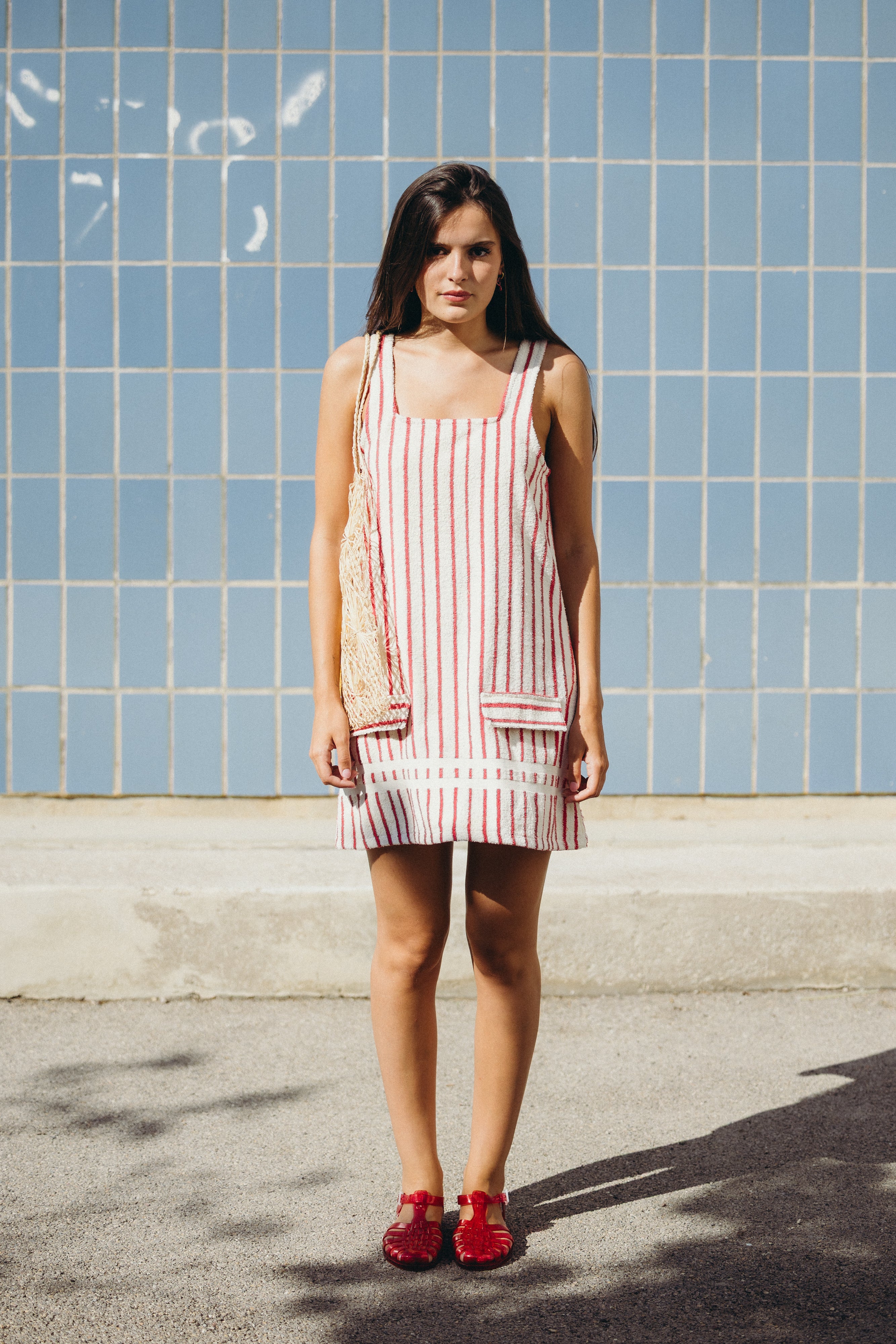 Robe éponge à rayures