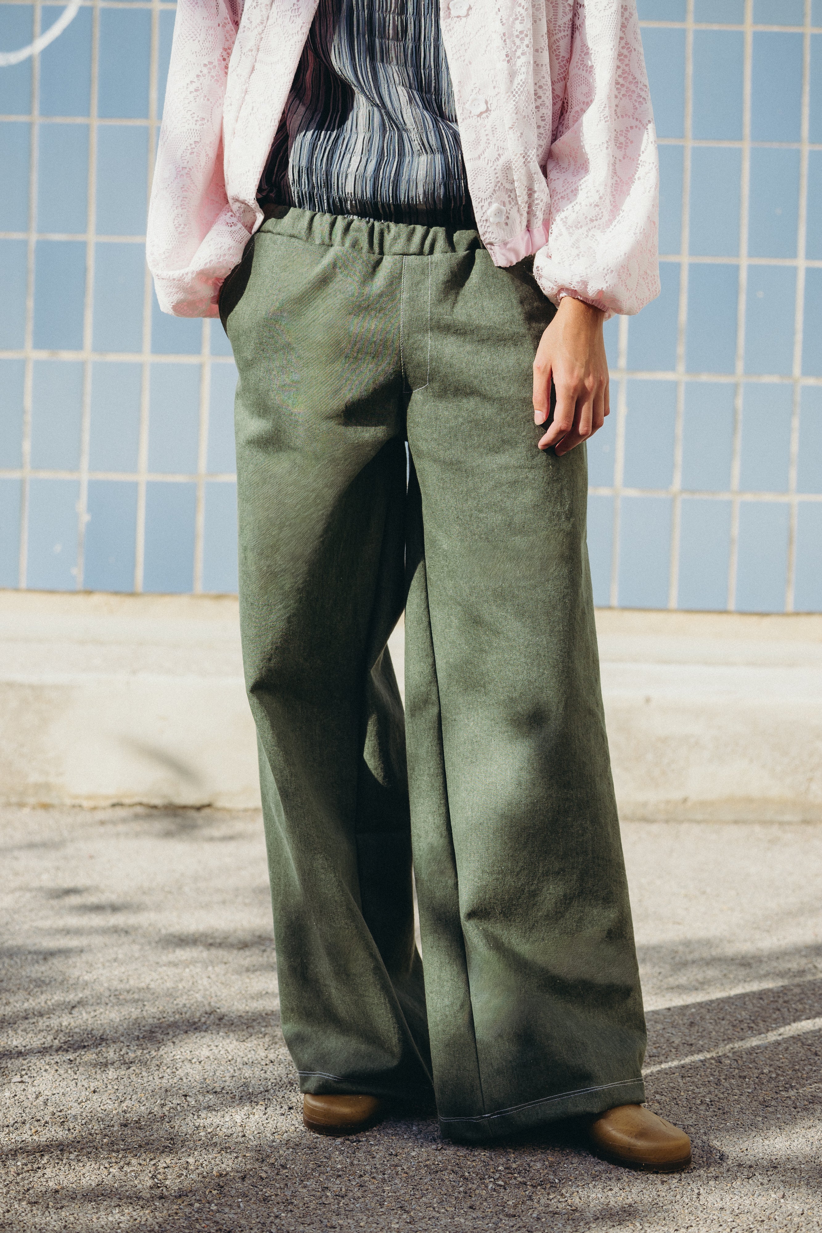 Pantalon large denim