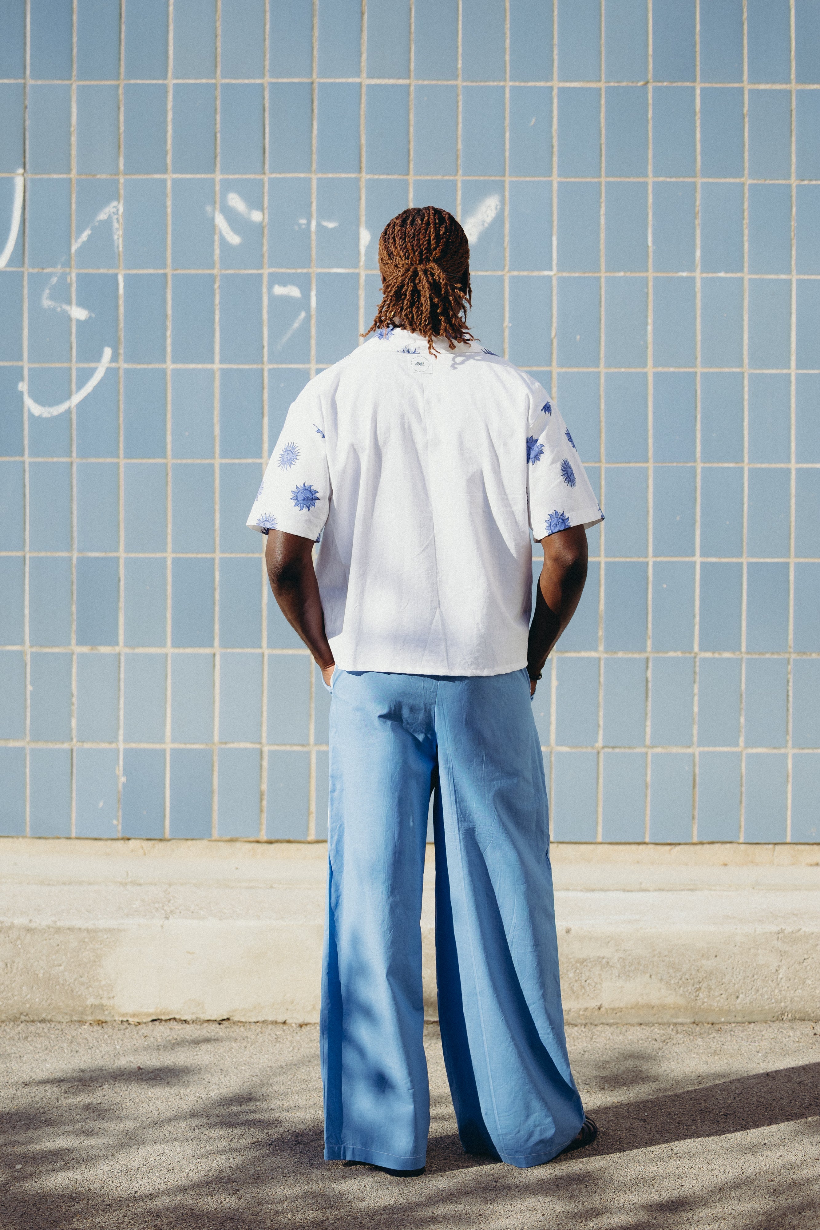 Pantalon large à motifs soleil