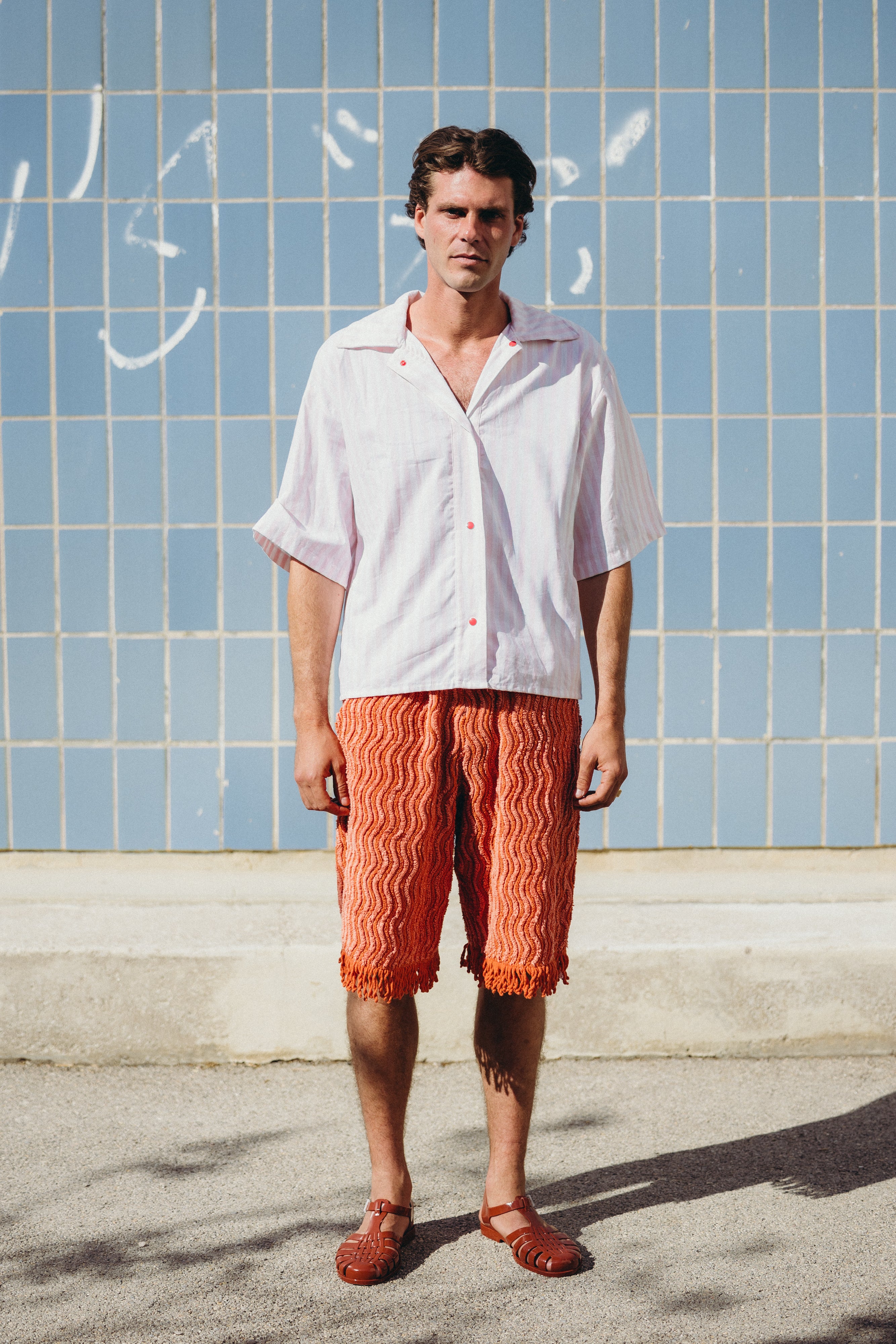 Chemise à rayures rose