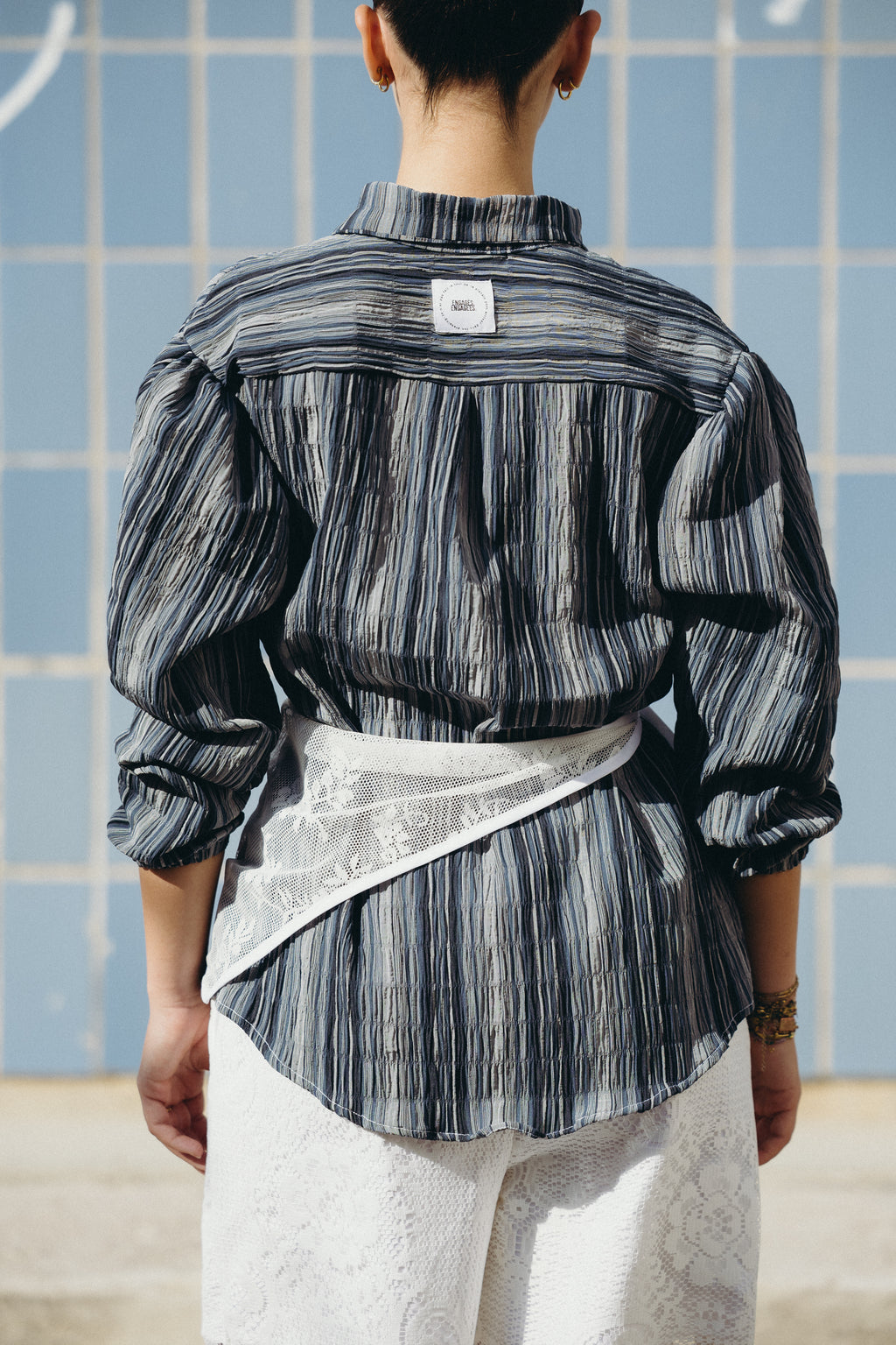 Chemise à rayures effet gauffré