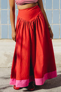 Red skirt with a Basque waist