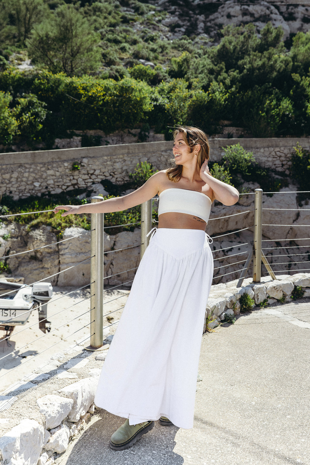 Jupe portefeuille longue blanche